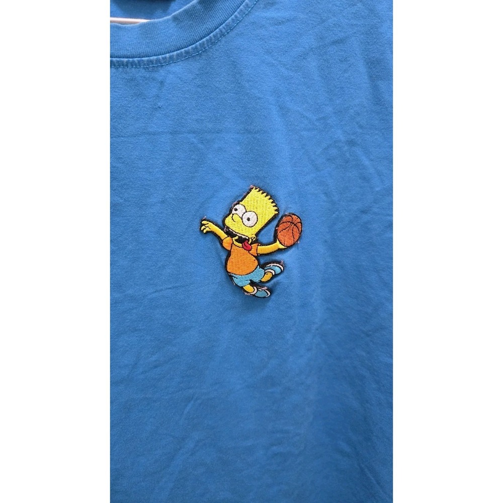 The Simpsons Bart Simpson Basketball Embroidered T Shirt Blue Mens 3XL Stretchy! - Picture 1 of 6